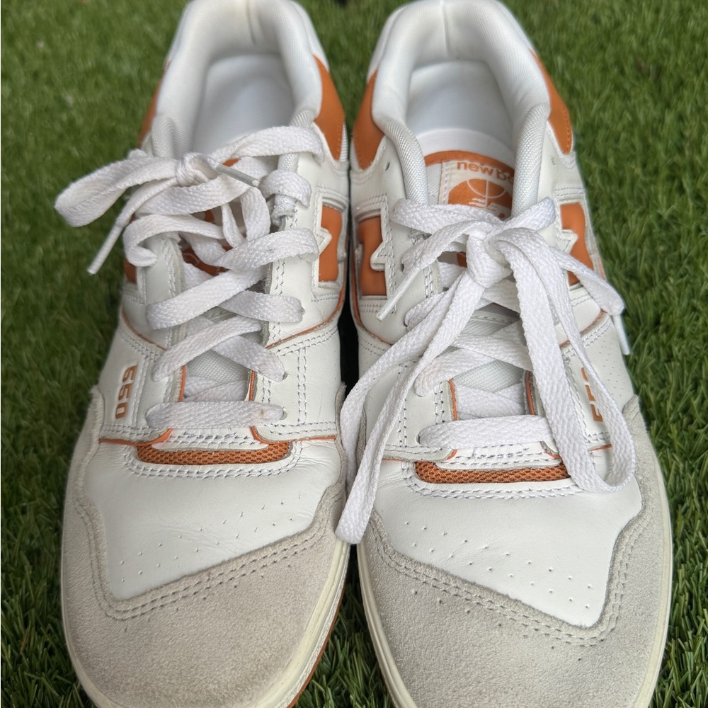 New Balance White and Orange Athletic Shoes